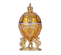 danila-souvenirs Uovo in Stile Fabergé portagioie con Leoni e Corona imperiale 7,5 cm giallo