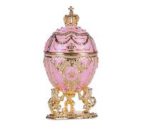 danila-souvenirs Uovo in Stile Fabergé portagioie con Leoni e Corona imperiale 7,5 cm rosa