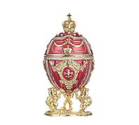 danila-souvenirs Uovo in Stile Fabergé/portagioie con Leoni e Corona imperiale 7,5 cm Rosso