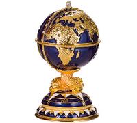 danila-souvenirs Uovo in stile Fabergé portagioie Globo con nave 14,5 cm blu