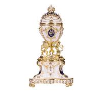 danila-souvenirs Uovo in Stile Fabergé reale danese (Giubileo danese) portagioie con Leoni 13 cm blu