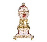danila-souvenirs Uovo in Stile Fabergé reale danese (Giubileo danese) / portagioie con Leoni 13 cm rosso