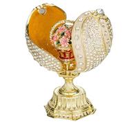 danila-souvenirs uovo in stile Faberge ritorto con cesto di fiori 12 cm crema
