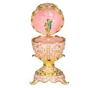 danila-souvenirs Uovo in stile Fabergé scatola musicale portagioie con figurina di fata 12,5 cm rosa