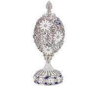 danila-souvenirs uovo intagliato in stile Fabergé con fiori & farfalla 16,5 cm colore argento