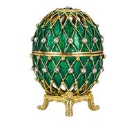 danila-souvenirs Uovo Intagliato in Stile Fabergé portagioie con griglia 7,5 cm verde
