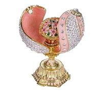 danila-souvenirs Uovo Ritorto in Stile Faberge con Cesto di Fiori 12 cm Rosa