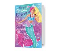 Danilo Promotions Limited Biglietto di compleanno Barbie, biglietto di compleanno per tutti, biglietto di compleanno Barbie, biglietto ufficiale Barbie, multicolore, 17,8 x 15,2 cm