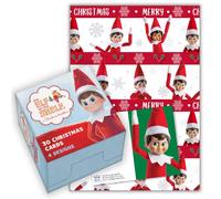 Danilo Promotions LTD Biglietti natalizi ufficiali con elfo sullo scaffale, confezione da 30 con 4 disegni di elfi, 4 fogli e 4 etichette regalo per carta da regalo natalizia, elfo sullo scaffale,
