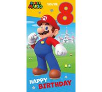 Danilo Promotions LTD Biglietto di auguri per l'8° compleanno di Super Mario, biglietto di compleanno per bambini per l'8° compleanno, biglietto di compleanno con licenza ufficiale