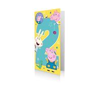 Danilo Promotions Ltd Biglietto di compleanno ufficiale Peppa Pig per 2 anni, con distintivo di età 2 anni.