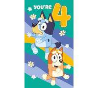 Danilo Promotions Ltd Bluey - Biglietto di auguri di compleanno con adesivi, 4 anni