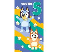 Danilo Promotions Ltd Bluey - Biglietto di auguri di compleanno con adesivi, 5 anni