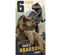 Danilo Promotions LTD Jurassic World, biglietto di compleanno per bambini per 6° compleanno, biglietto di compleanno per bambini, biglietto di compleanno con licenza ufficiale