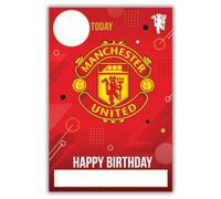 Danilo Promotions Ltd Manchester United Football Club - Biglietto di auguri per compleanno, con adesivi per personalizzare età e nome, colore: rosso
