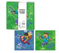 Danilo Promotions LTD Minecraft, confezione da 10 inviti per feste di compleanno, biglietti di ringraziamento, 2 motivi