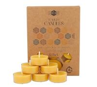 Danilovo - Candele Decorative in Cera d'Api - Candele Naturali, Piccole Rotonde con Stoppini in Cotone - Durata: 4 Ore - Set di 12 Candele Cera D'api Naturale - Porta Candela in Plastica Riciclata
