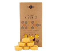 Danilovo - Candele Decorative in Cera d'Api - Candele Naturali, Piccole Rotonde con Stoppini in Cotone - Durata: 4 Ore - Set di 36 Candele Cera D'api Naturale - Porta Candela in Plastica Riciclata