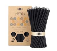 Danilovo Candele in cera d’api 50 pezzi (Nero) - Candele ortodosse preghiera, rituali, decorazione tavola - Senza fuliggine, senza gocce, stoppino cotone (Altezza 16 cm)
