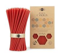 Danilovo Candele in cera d’api 50 pezzi (Rosso) - Candele ortodosse preghiera, rituali, decorazione tavola - Senza fuliggine, senza gocce, stoppino cotone (Altezza 16,5 cm)