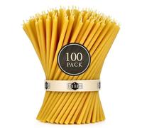 Danilovo - Candele in Cera d'Api, 100 Pezzi, Colore Giallo, Candele Decorative per Preghiera, per Rituali, Decorazione o Candele di Compleanno, 16 cm x 0,5 cm