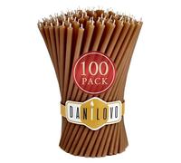 Danilovo - Candele in Cera d'Api, 100 Pezzi, Colore Marone, Candele Decorative per Preghiera, per Rituali, Decorazione o Candele di Compleanno, 18,5 cm x 0,61 cm