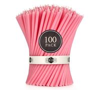 Danilovo - Candele in Cera d'Api, 100 Pezzi, Colore Rosa, Candele Decorative per Preghiera, per Rituali, Decorazione o Candele di Compleanno, 16 cm x 0,5 cm