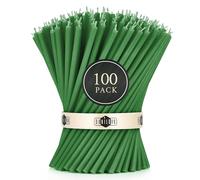 Danilovo - Candele in Cera d'Api, 100 Pezzi, Colore Verde, Candele Decorative per Preghiera, per Rituali, Decorazione o Candele di Compleanno, 16 cm x 0,5 cm