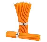 Danilovo - Candele in Cera d'Api, 50 Pezzi, Colore Arancione, Candele Decorative per Preghiera, per Rituali, Decorazione o Candele di Compleanno, 18,5 cm x 0,61 cm