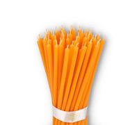 Danilovo - Candele in Cera d'Api, 50 Pezzi, Colore Arancione, Candele Decorative per Preghiera, per Rituali, Decorazione o Candele di Compleanno, 16 cm x 0,5 cm