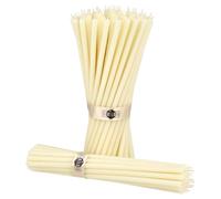 Danilovo - Candele in Cera d'Api, 50 Pezzi, Colore Bianco, Candele Decorative per Preghiera, per Rituali, Decorazione o Candele di Compleanno, 18,5 cm x 0,61 cm