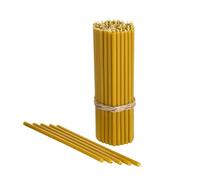 Danilovo - Candele in Cera d'Api, 50 Pezzi, Colore Giallo, Candele Decorative per Preghiera, per Rituali, Decorazione o Candele di Compleanno, 16,5 cm x 0,57 cm