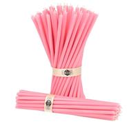Danilovo - Candele in Cera d'Api, 50 Pezzi, Colore Rosa, Candele Decorative per Preghiera, per Rituali, Decorazione o Candele di Compleanno, 18,5 cm x 0,61 cm