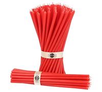 Danilovo - Candele in Cera d'Api, 50 Pezzi, Colore Rosso, Candele Decorative per Preghiera, per Rituali, Decorazione o Candele di Compleanno, 18,5 cm x 0,61 cm