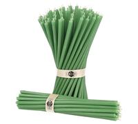 Danilovo - Candele in Cera d'Api, 50 Pezzi, Colore Verde, Candele Decorative per Preghiera, per Rituali, Decorazione o Candele di Compleanno, 18,5 cm x 0,61 cm