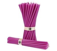Danilovo - Candele in Cera d'Api, 50 Pezzi, Colore Viola, Candele Decorative per Preghiera, per Rituali, Decorazione o Candele di Compleanno, 18,5 cm x 0,61 cm