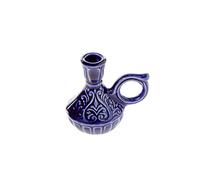 Danilovo portacandela a forma di brocca in ceramica per candele sottili, supporto per candele ortodosse, diametro fino a 1,1 cm (blu)