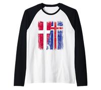 Danimarca Islanda Half Flag Maglia danese Islandese Maglia con Maniche Raglan