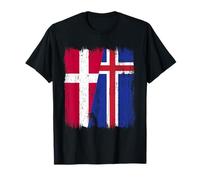Danimarca Islanda Half Flag Maglia danese Islandese Maglietta