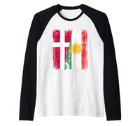 Danimarca Kurdistan Half Flag Danish Kurdish Heritage Jersey Maglia con Maniche Raglan