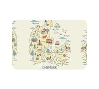 Danimarca Map With Various Printing 39,9 x 59,9 cm tappetino diatomacee, tappetino morbido autunnale, cuscino doccia, retro in gomma antiscivolo