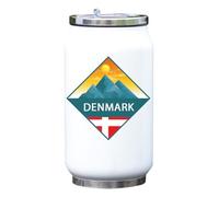 Danimarca Mountain Graphic Minimalista Flag Art Vacuum Insulated Thermal Drink Can Bottle White One Size