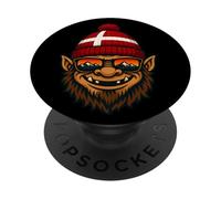 Danimarca Troll con Beanie e Mountain Sunset Reflection PopSockets PopGrip Adesivo