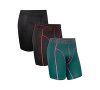 DANISH ENDURANCE 3 Boxer Sportivi, in Microfibra, Elasticizzato, Intimo per Sport, da Uomo Multicolore (1x Nero, 1x Nero/Rosso, 1x Verde) Gamba Lunga L