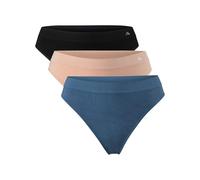 DANISH ENDURANCE 3 Paia Tanga Donna in Fibra di bambù, Perizoma Senza Cuciture, Comodo e Morbido, Multicolore (1x Beige Nude, 1x Blu Lyon's, 1x Nero), XS/S