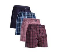 DANISH ENDURANCE 4 Paia Boxer Uomo Cotone Biologico 100% Fantasia, Mutande a Pantaloncino, Comodi, Leggeri e Traspiranti, Blu/Rosso Misto, XL