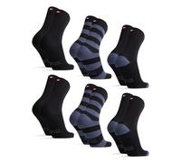 DANISH ENDURANCE 6 Paia di Calzini in Cotone Uomo e Donna: Calze Morbide e Traspiranti, da Ufficio, Multicolore (Nero Ein converskun Nude/Strisce Blu, Nero/Tallone e Punta Blu), EU 43-47