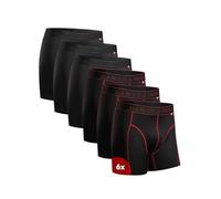 DANISH ENDURANCE Boxer Sportivi, in Microfibra, Elasticizzato, Intimo per Sport, da Uomo, 6 Paia, MC (3X Nero, 3X Nero/Cuciture Rosse), M