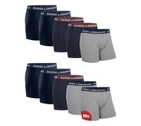DANISH ENDURANCE Boxer Uomo Cotone Elasticizzato Premium, Mutande Intimo Traspirante, Pacco da 10 Paia Multicolore (4xBlu Marino, 3X Blu Marino/Bordeaux, 3xGrigio/Blu Marino) M
