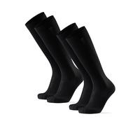 DANISH ENDURANCE Calze Compressione Graduata Donna e Uomo 21-26mmHg, Calze Elastiche per Recupero, Circolazione, Corsa, Aereo, Sport, 2 Paia, 2 X Nero Tinta Unita, 48-51